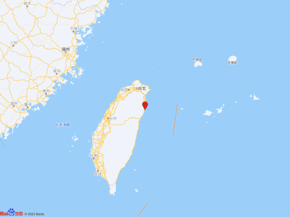 台湾宜兰县（北纬24.46度，东经121.82度）发生5.4级地震