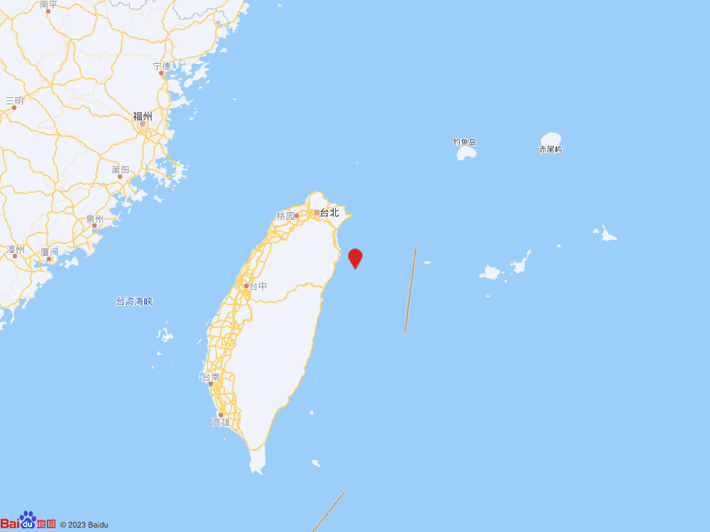 台湾宜兰县海域（北纬24.41度，东经122.06度）发生4.2级地震