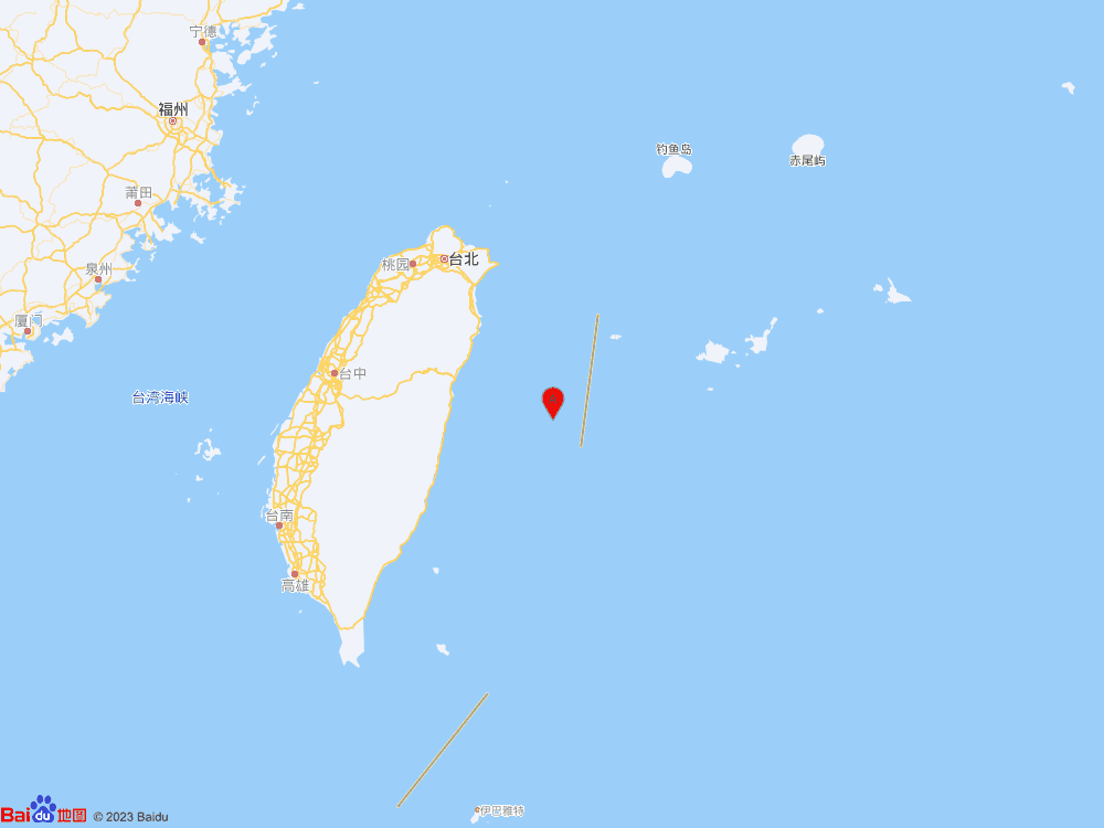 台湾花莲县海域（北纬23.86度，东经122.47度）发生4.2级地震