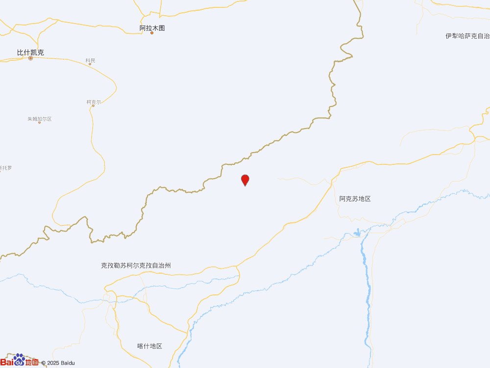 新疆克孜勒苏州阿合奇县（北纬41.12度，东经78.60度）发生4.8级地震