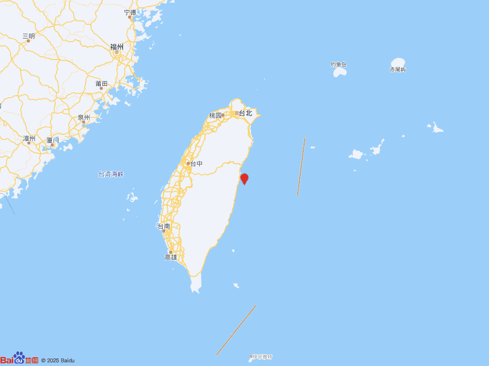台湾花莲县海域（北纬23.84度，东经121.71度）发生4.9级地震